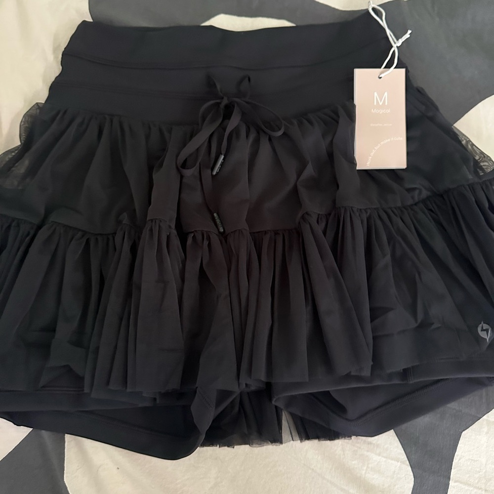 POPFLEX Black Ruffled Skort